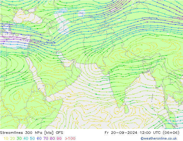 Streamlines 300 hPa GFS Fr 20.09.2024 12 UTC