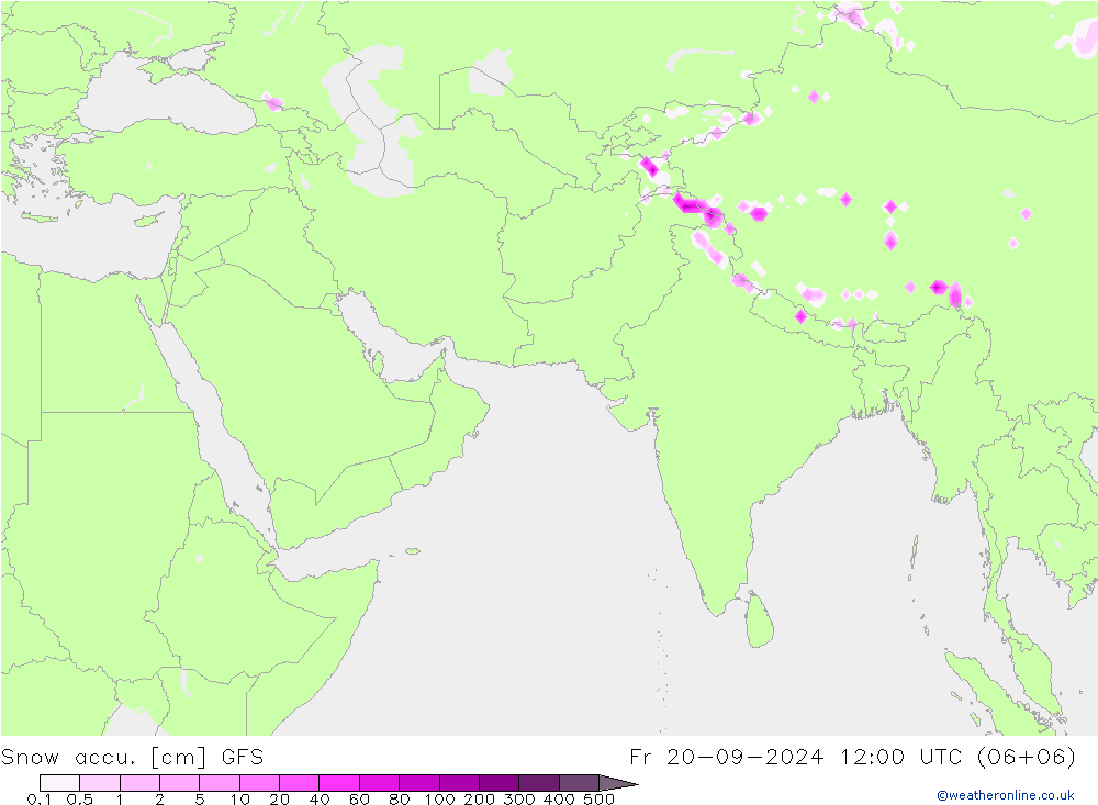 Snow accu. GFS 星期五 20.09.2024 12 UTC