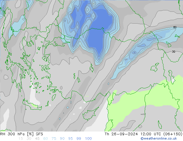 RH 300 hPa GFS gio 26.09.2024 12 UTC