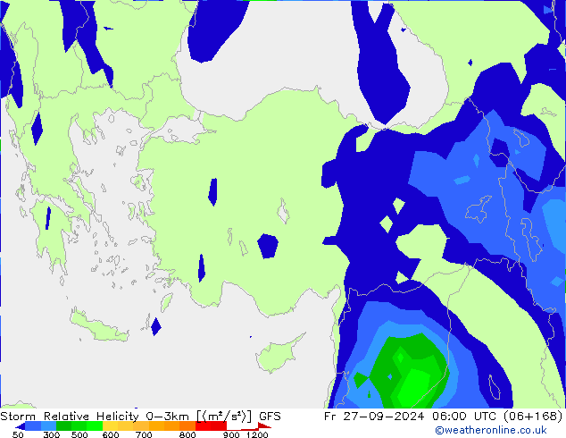 Storm Relative Helicity GFS Fr 27.09.2024 06 UTC