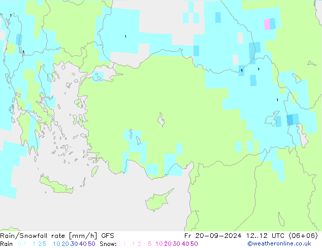 Rain/Snowfall rate GFS Fr 20.09.2024 12 UTC