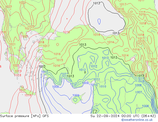 Surface pressure GFS Su 22.09.2024 00 UTC