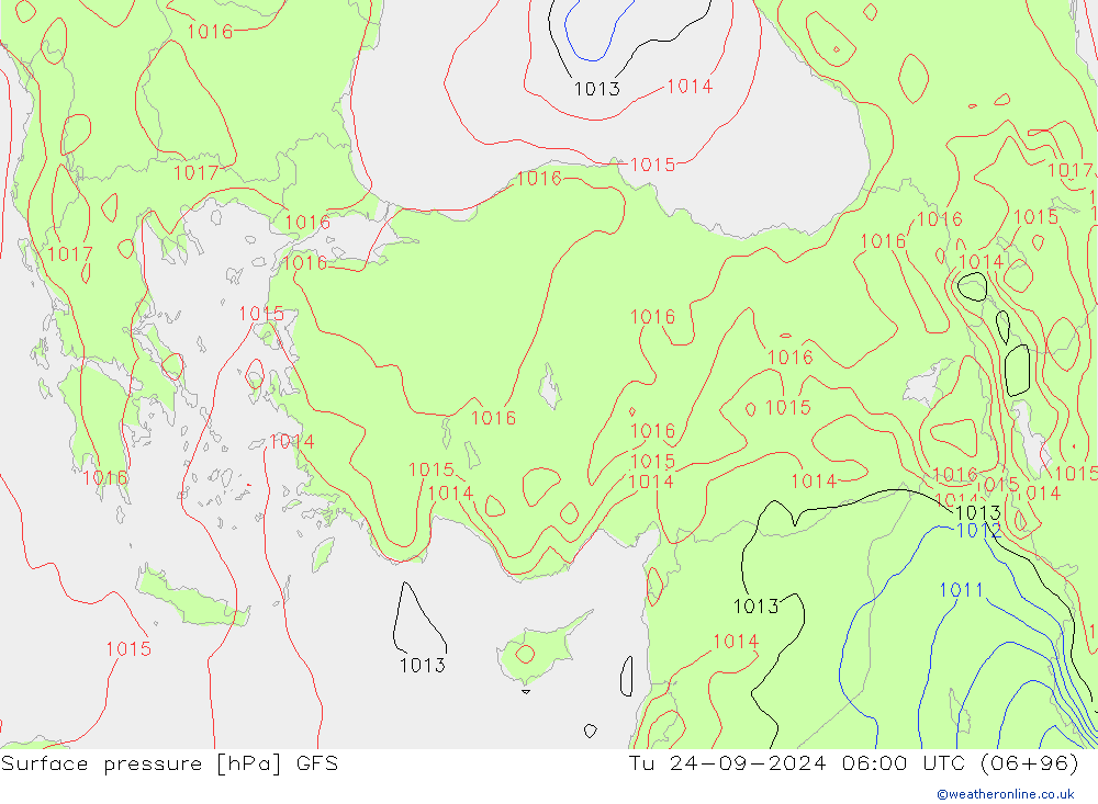 приземное давление GFS вт 24.09.2024 06 UTC