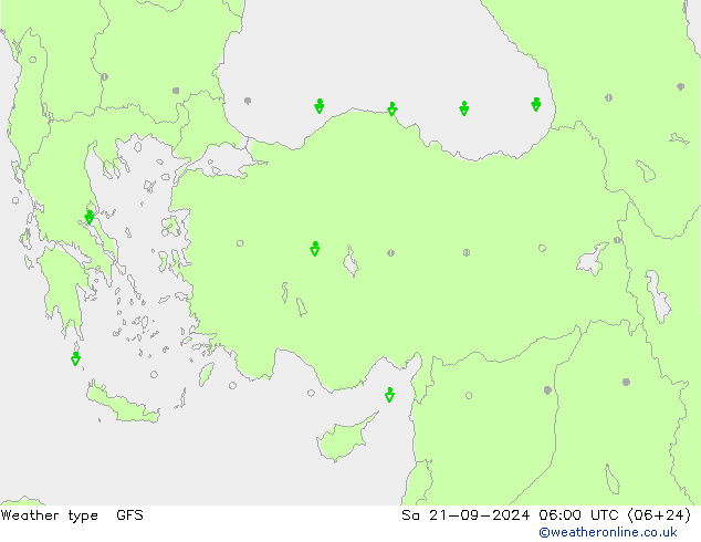 Tipo di precipitazione GFS sab 21.09.2024 06 UTC