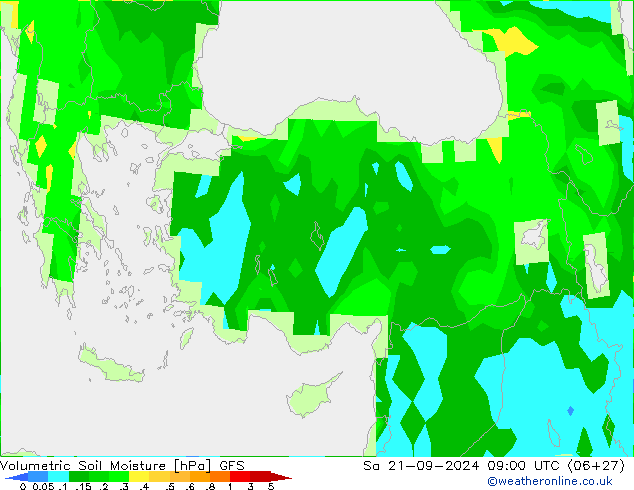 Volumetric Soil Moisture GFS So 21.09.2024 09 UTC