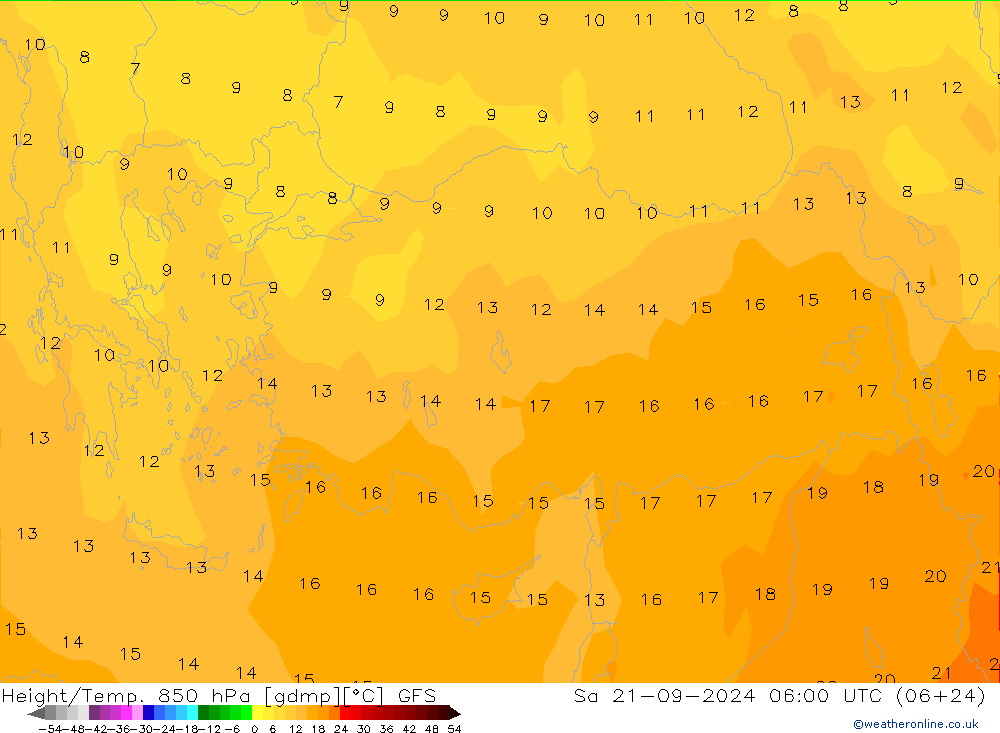 Z500/Yağmur (+YB)/Z850 GFS Cts 21.09.2024 06 UTC