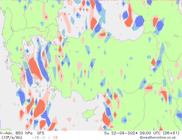 V-Adv. 850 hPa GFS dom 22.09.2024 09 UTC