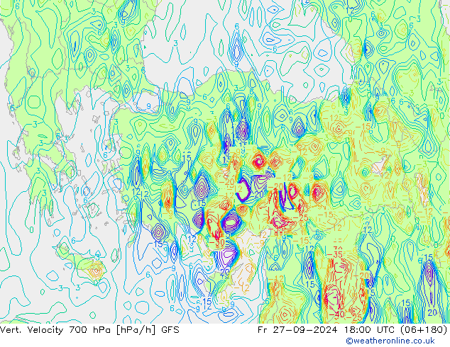 Vert. Velocity 700 hPa GFS ven 27.09.2024 18 UTC