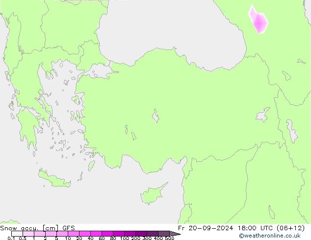 Глубина снега GFS пт 20.09.2024 18 UTC