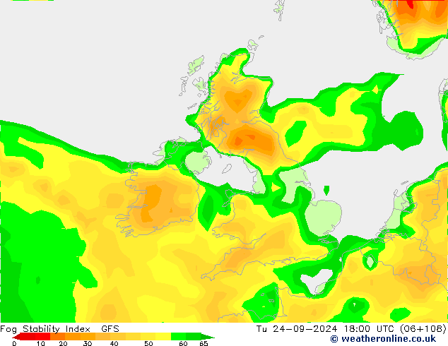 Fog Stability Index GFS Tu 24.09.2024 18 UTC