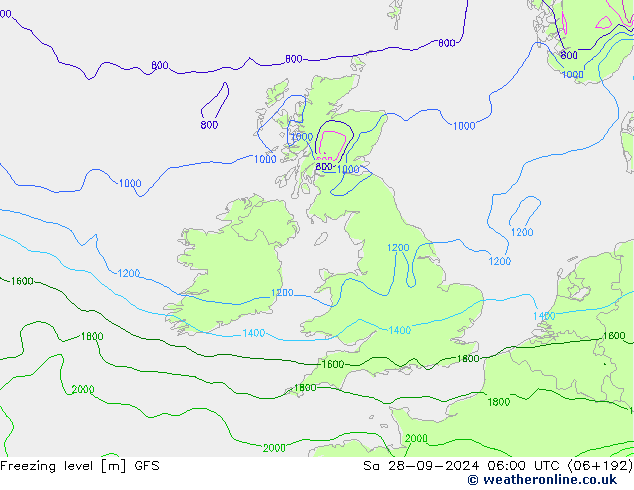 Freezing level GFS sáb 28.09.2024 06 UTC