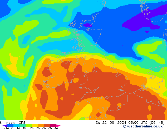 K-Index GFS zo 22.09.2024 06 UTC