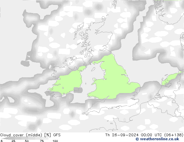 облака (средний) GFS чт 26.09.2024 00 UTC