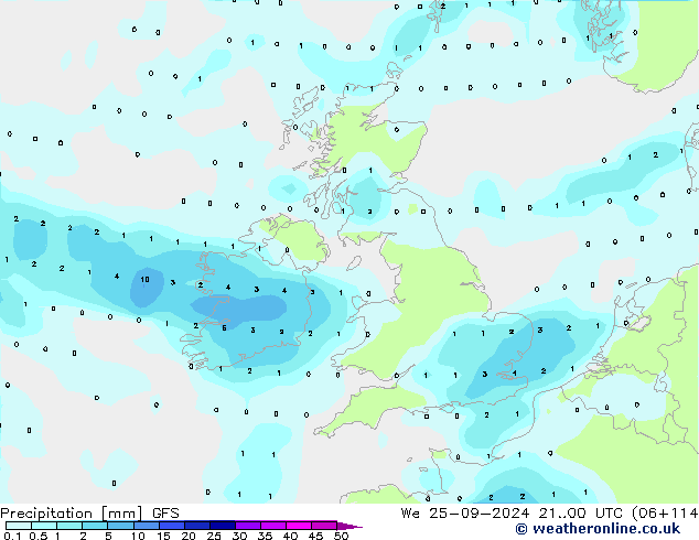 Precipitation GFS We 25.09.2024 00 UTC