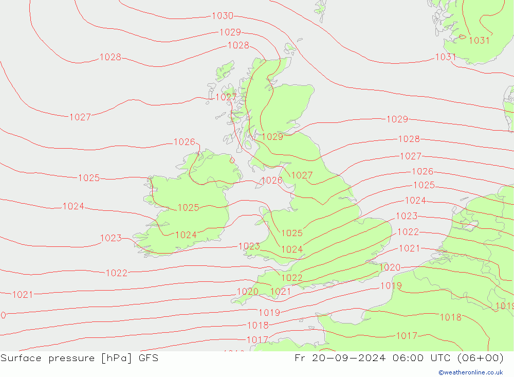 Yer basıncı GFS Cu 20.09.2024 06 UTC