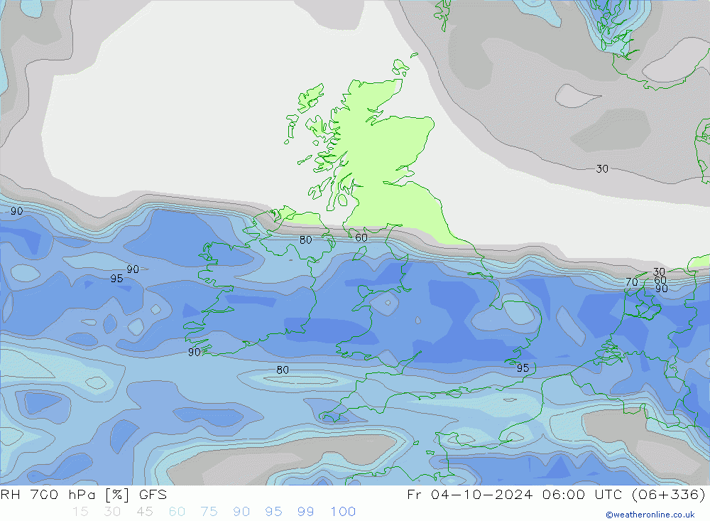 Humidité rel. 700 hPa GFS ven 04.10.2024 06 UTC