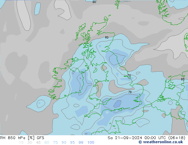 RH 850 hPa GFS Sa 21.09.2024 00 UTC