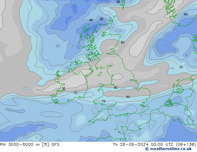 RH 3000-6000 m GFS Qui 26.09.2024 00 UTC