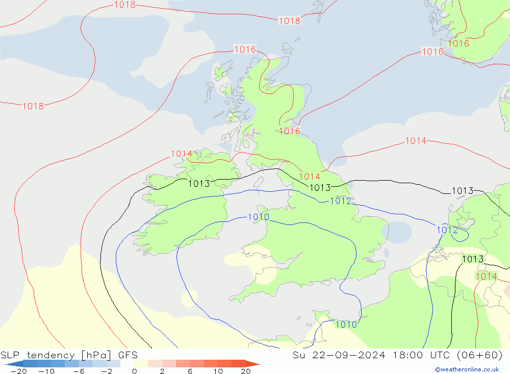 Drucktendenz GFS So 22.09.2024 18 UTC