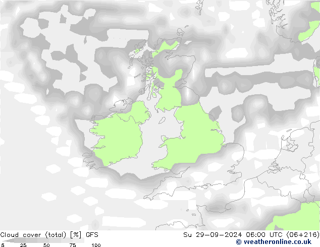 Wolken (gesamt) GFS So 29.09.2024 06 UTC