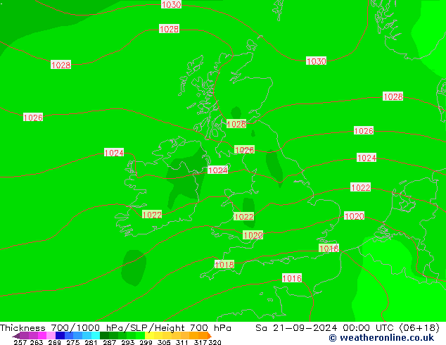 Thck 700-1000 hPa GFS  21.09.2024 00 UTC