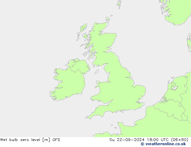 Wet bulb zero level GFS Ne 22.09.2024 18 UTC