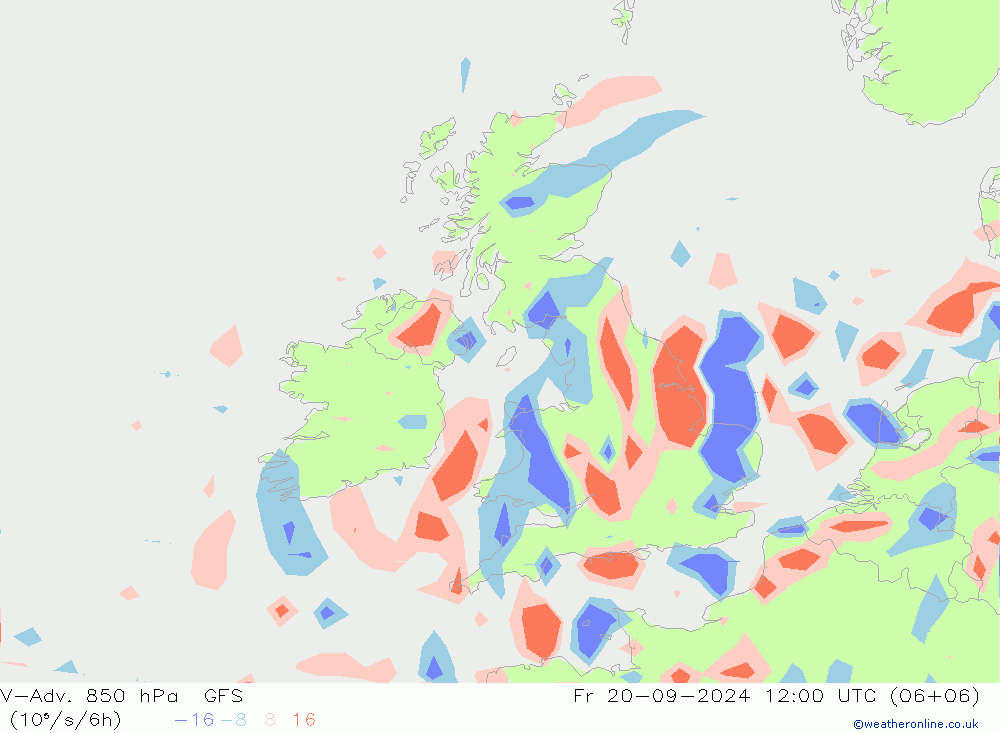 V-Adv. 850 hPa GFS Pá 20.09.2024 12 UTC