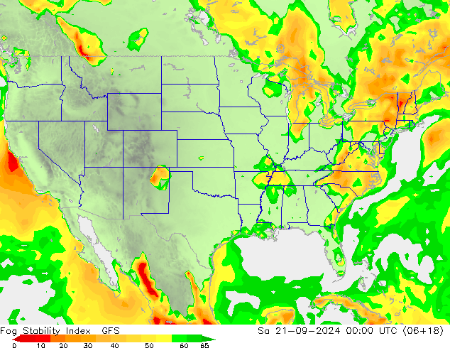 Fog Stability Index GFS  21.09.2024 00 UTC