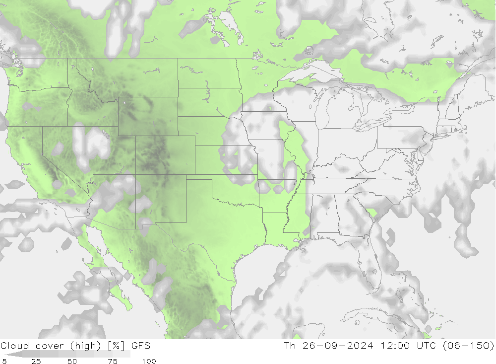 Nubi alte GFS gio 26.09.2024 12 UTC