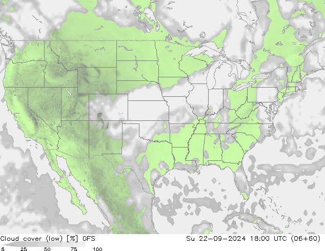 облака (низкий) GFS Вс 22.09.2024 18 UTC