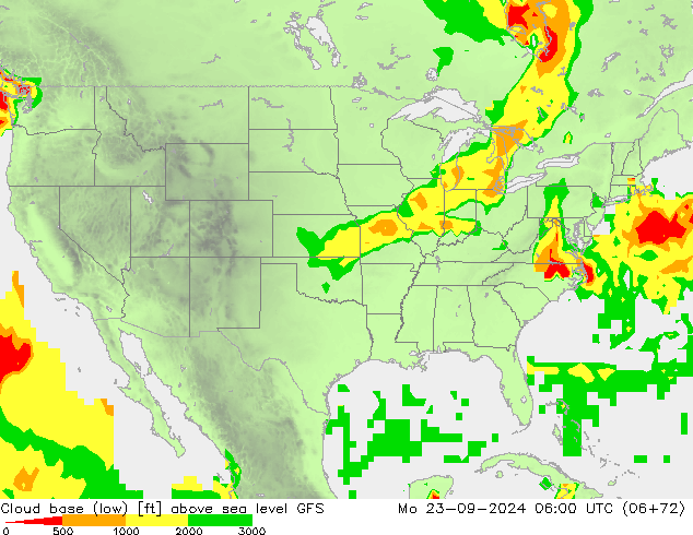 Cloud base (low) GFS Mo 23.09.2024 06 UTC