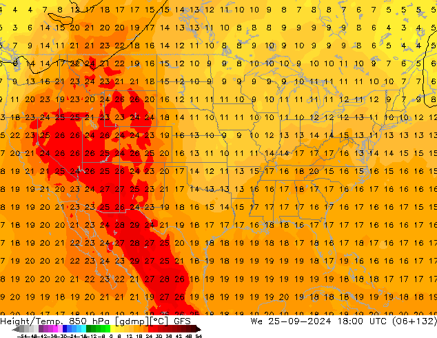 Z500/Rain (+SLP)/Z850 GFS We 25.09.2024 18 UTC