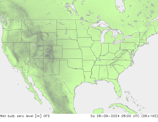 Wet bulb zero level GFS Sa 28.09.2024 06 UTC