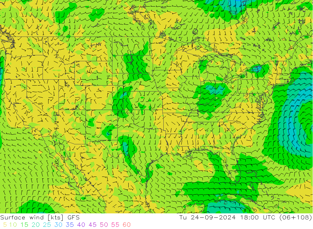 Viento 10 m GFS mar 24.09.2024 18 UTC