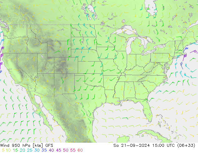 Vento 950 hPa GFS Setembro 2024