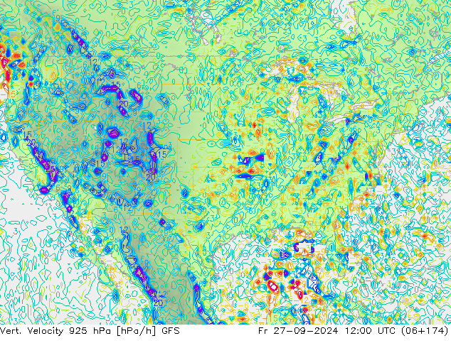 Vert. Velocity 925 гПа GFS пт 27.09.2024 12 UTC