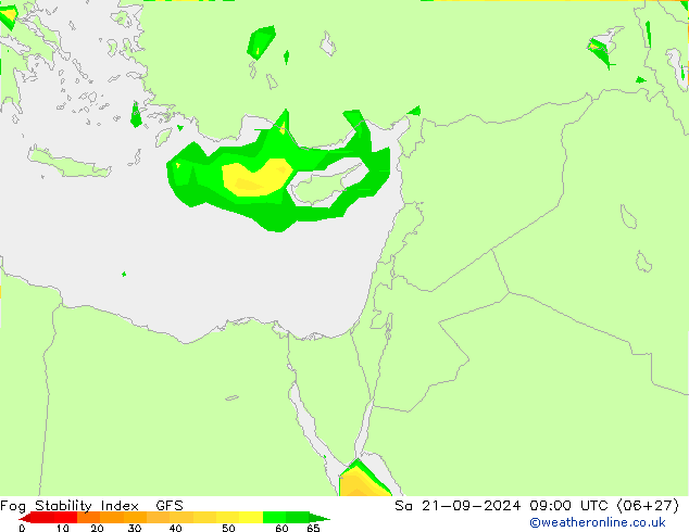 Fog Stability Index GFS sab 21.09.2024 09 UTC