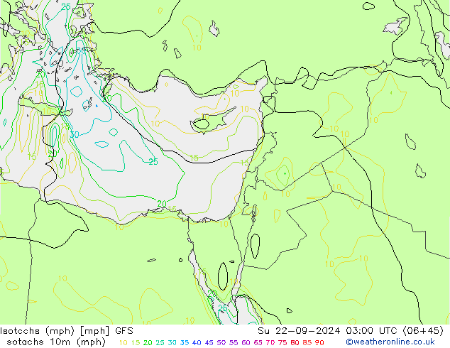 Isotachs (mph) GFS Ne 22.09.2024 03 UTC