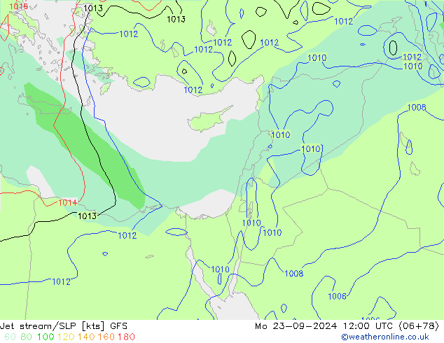 Corrente a getto GFS lun 23.09.2024 12 UTC