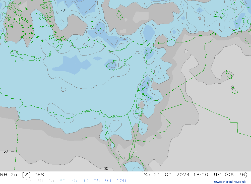 RH 2m GFS сб 21.09.2024 18 UTC