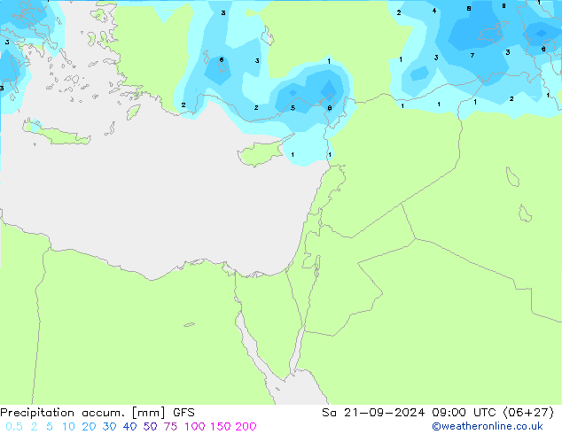 Precipitation accum. GFS So 21.09.2024 09 UTC