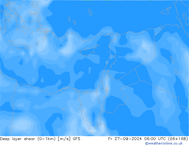 Deep layer shear (0-1km) GFS Settembre 2024