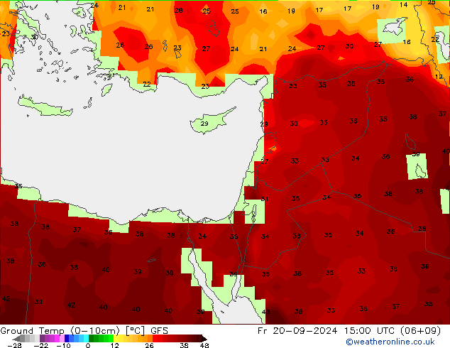 Temp. al suolo (0-10cm) GFS ven 20.09.2024 15 UTC