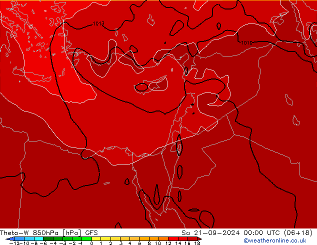 Theta-W 850гПа GFS сб 21.09.2024 00 UTC