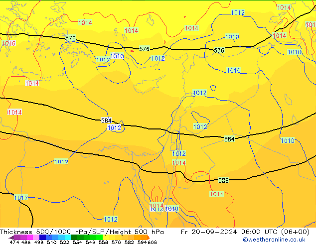 500-1000 hPa Kalınlığı GFS Cu 20.09.2024 06 UTC