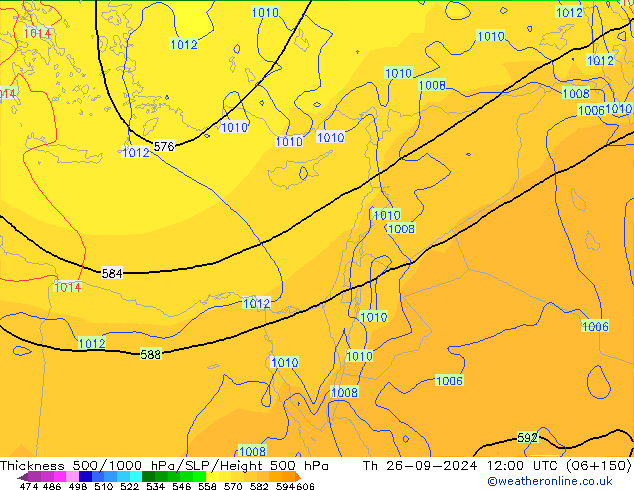 Thck 500-1000hPa GFS Th 26.09.2024 12 UTC