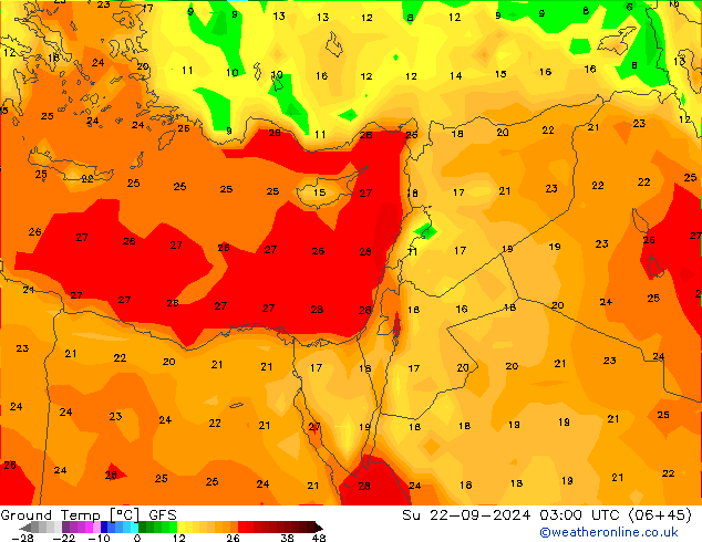 Ground Temp GFS Su 22.09.2024 03 UTC