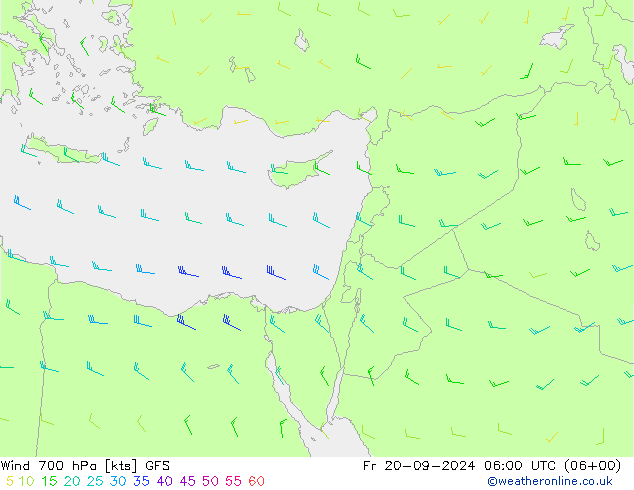 Wind 700 hPa GFS Fr 20.09.2024 06 UTC