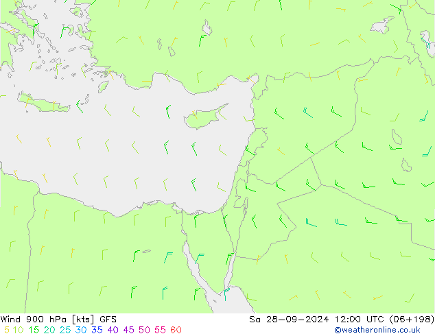 Wind 900 hPa GFS Sa 28.09.2024 12 UTC