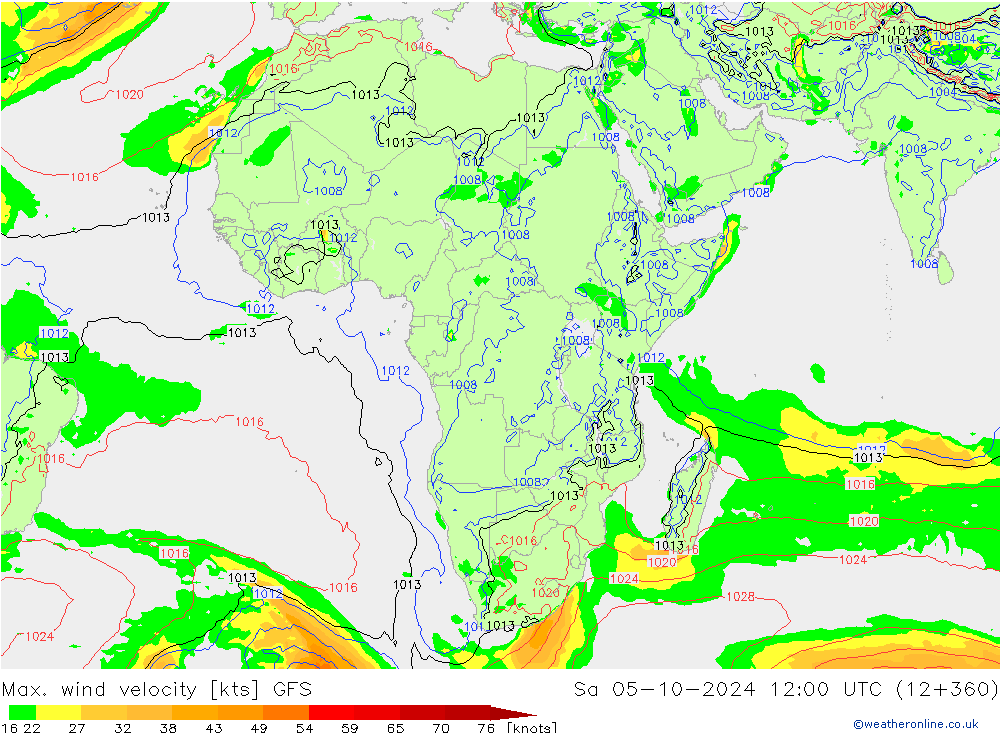 Max. wind velocity GFS  05.10.2024 12 UTC